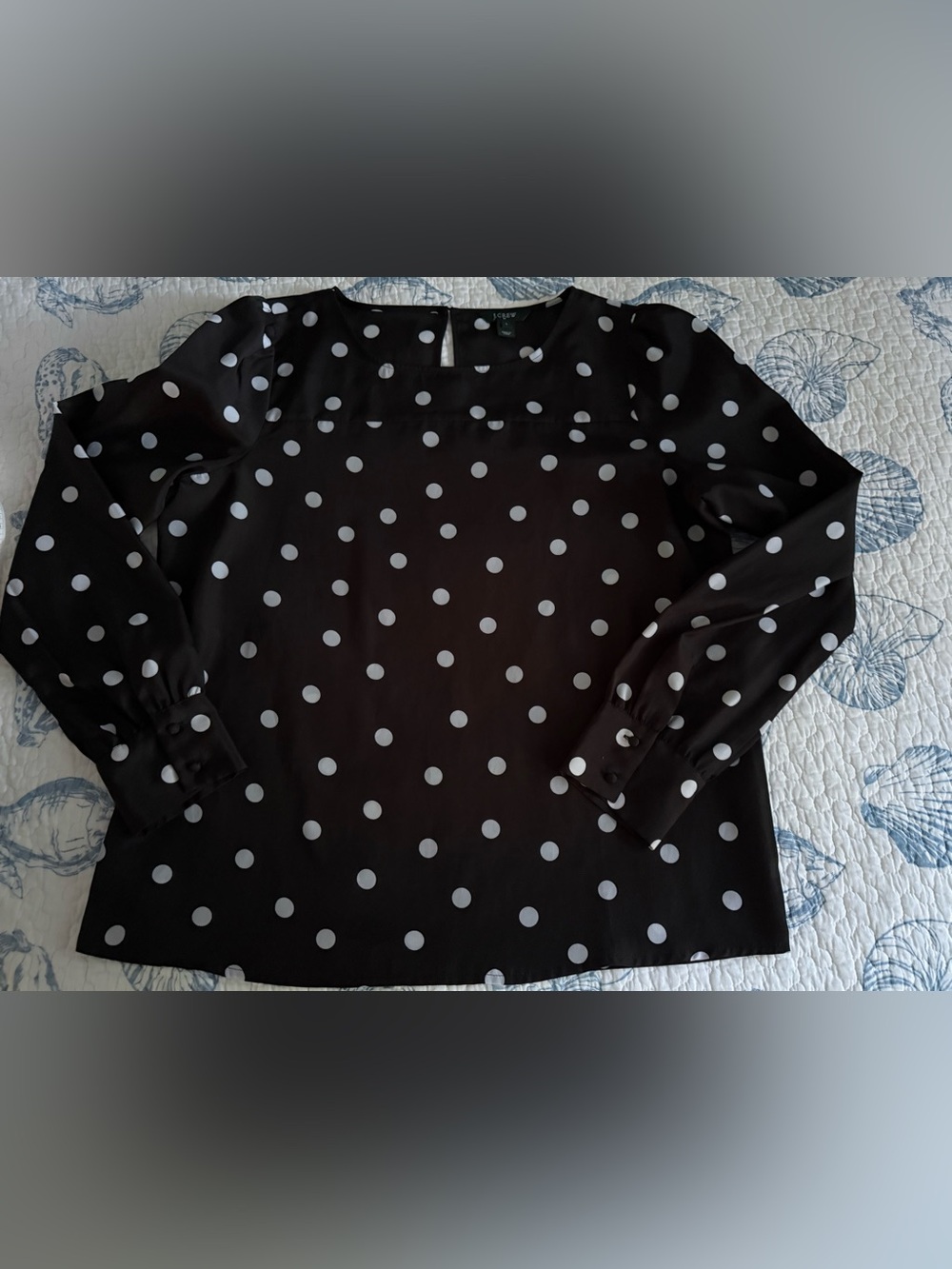 J. Crew Women’s Black Polka Dot Long-Sleeve Blouse sz L